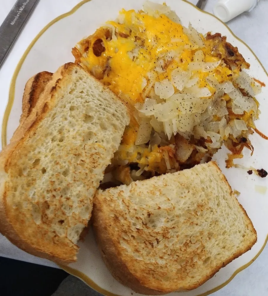 Hashbrowns with Cheese and Toast